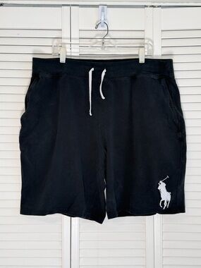 Polo Ralph Lauren Shorts Men's 2XLT Black Big Pony Pique Knit Lounge Drawstring